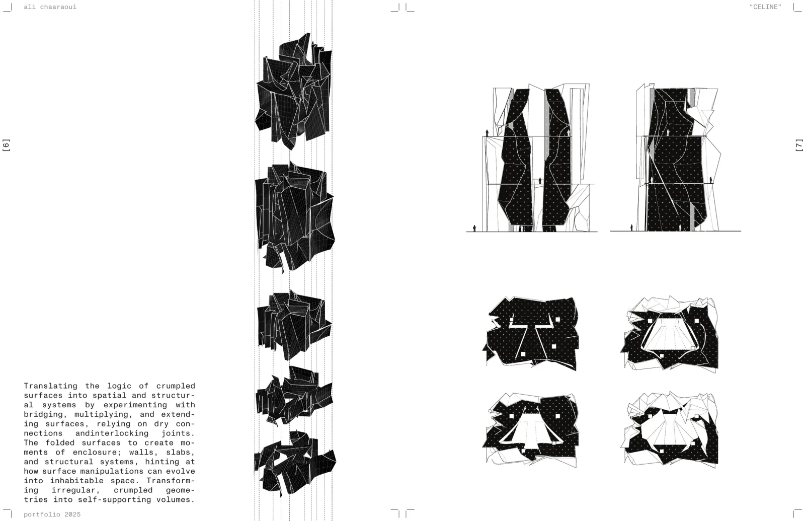 crumpled surfaces becoming self-supporting volumes